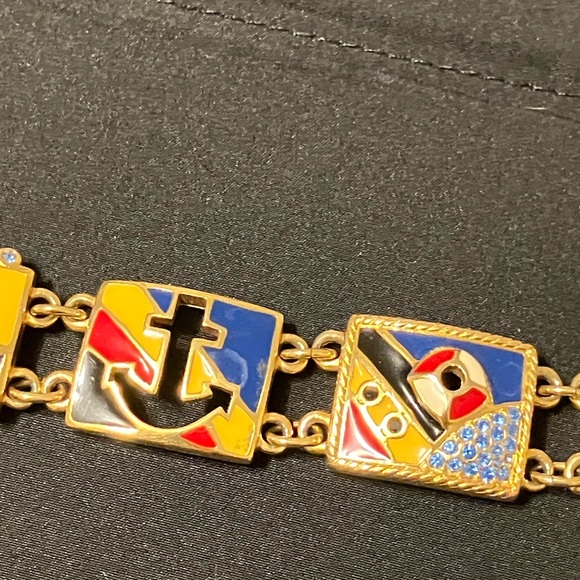 Swarovski Crystal & Enamel 1991 Paris By The Sea Bracelet 7” - Picture 3 of 6